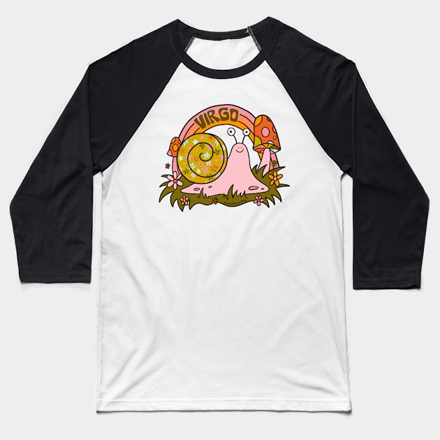 Virgo Snail Baseball T-Shirt by Doodle by Meg